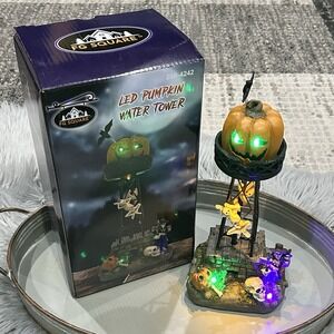 FG Square LED "Pumpkin Water Tower" Halloween Village Scene Decor Water Tower